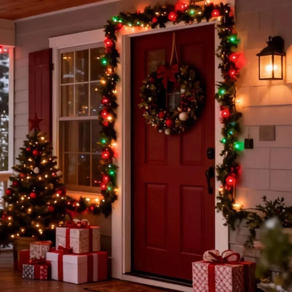 Red & Green Christmas Lights,23.3FT-70 Lights LED String Lights Commercial Grade